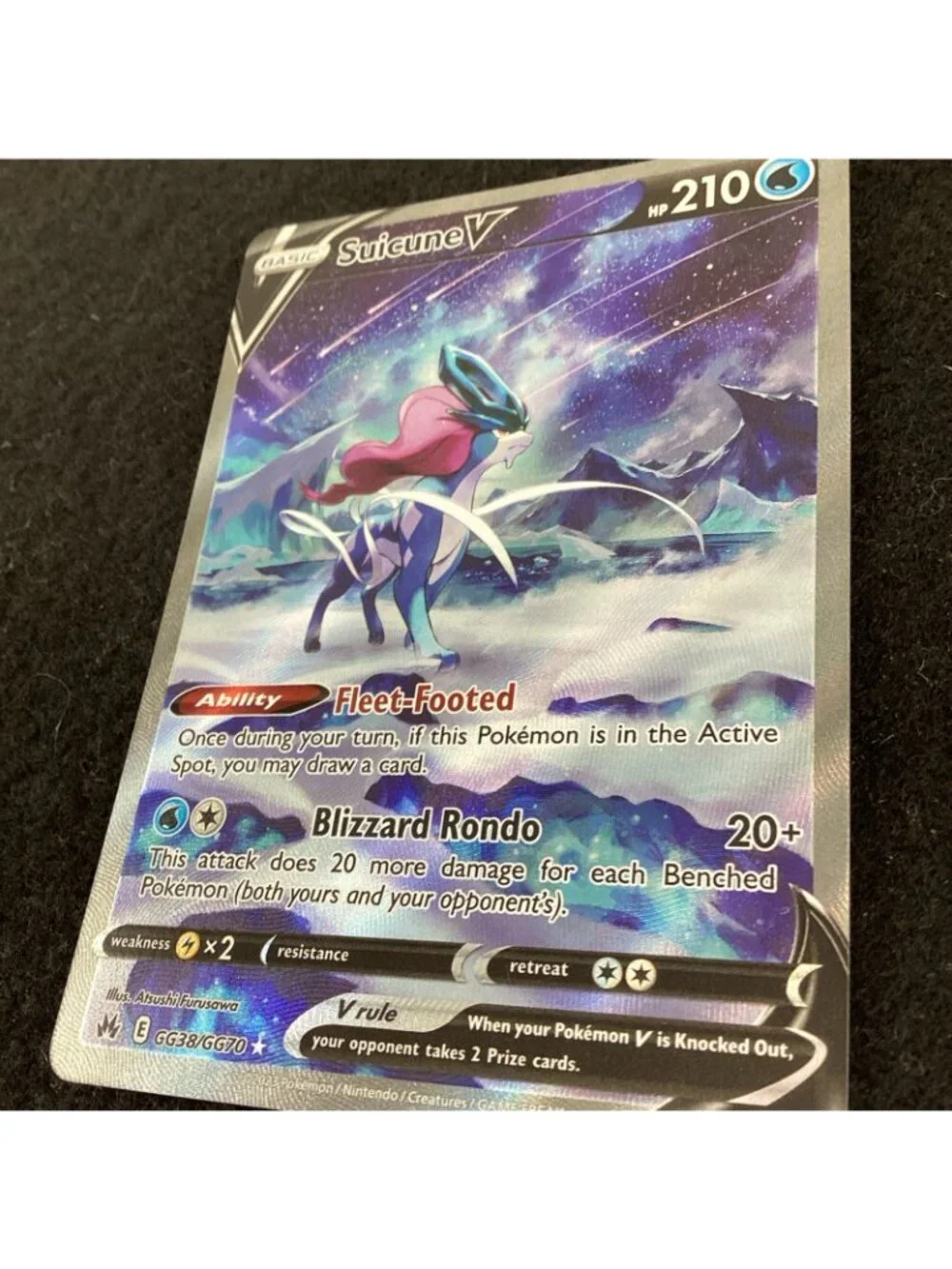 Suicune V GG38/GG70 Pokemon SWSH: Crown Zenith: Galarian Gallery Holo Full Art